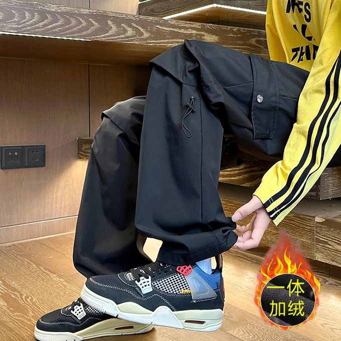 男童冲锋裤秋冬款儿童装长裤子男孩子直筒束脚两用休闲冬天工装裤