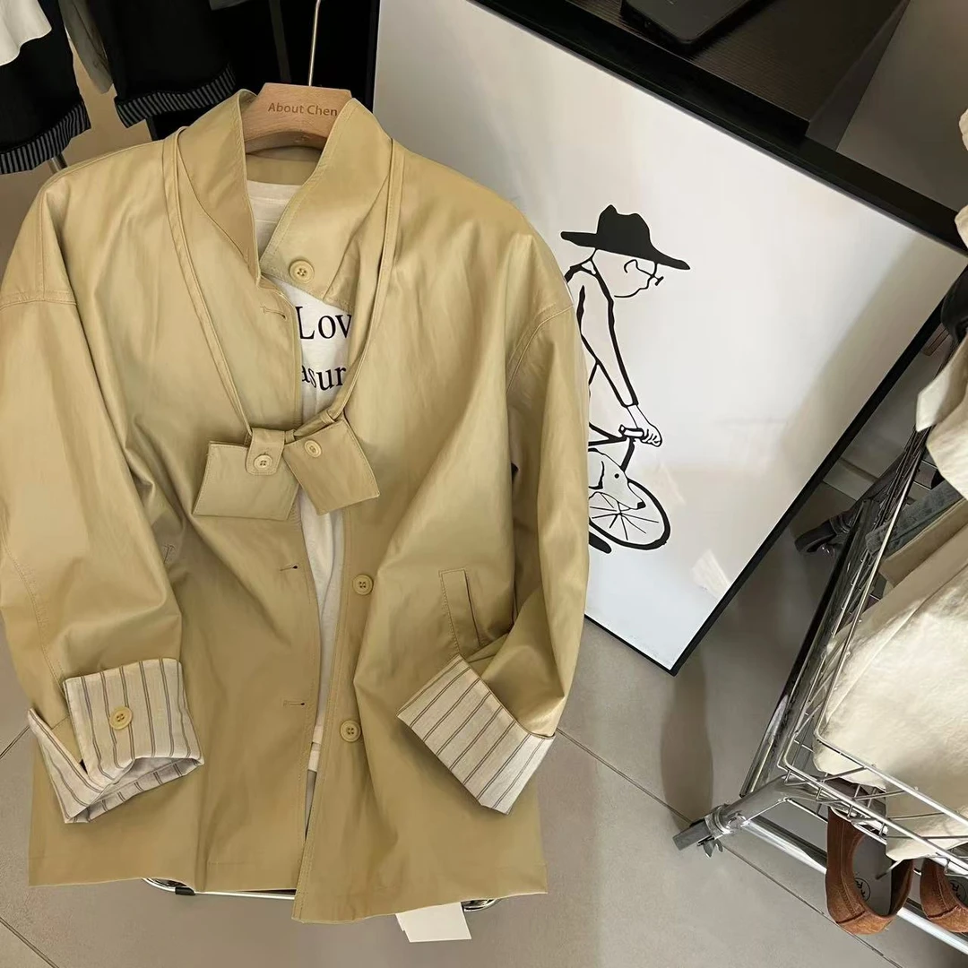 春季 极简风 中长款长袖 港风皮衣