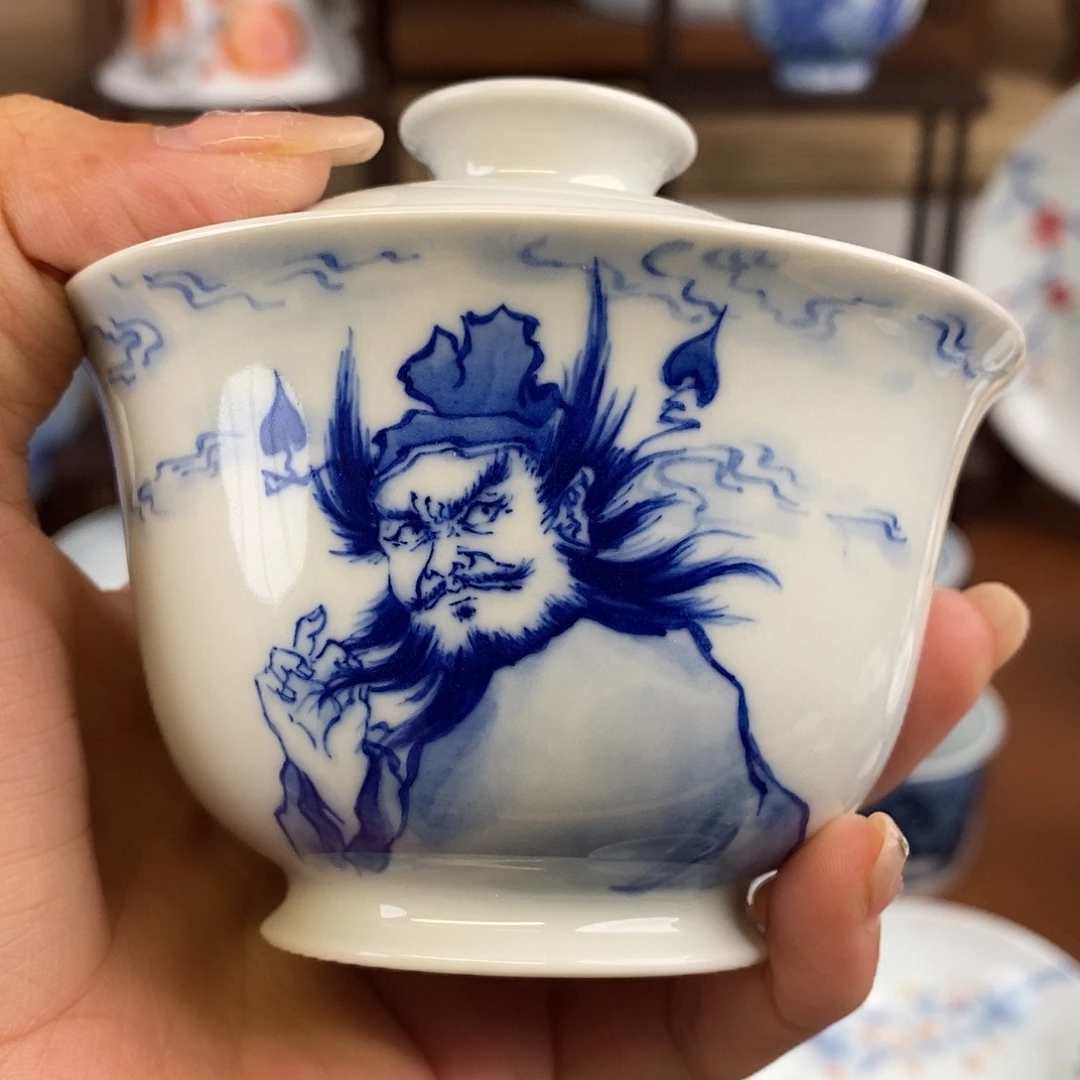 泥藝瓷梦钟馗盖碗