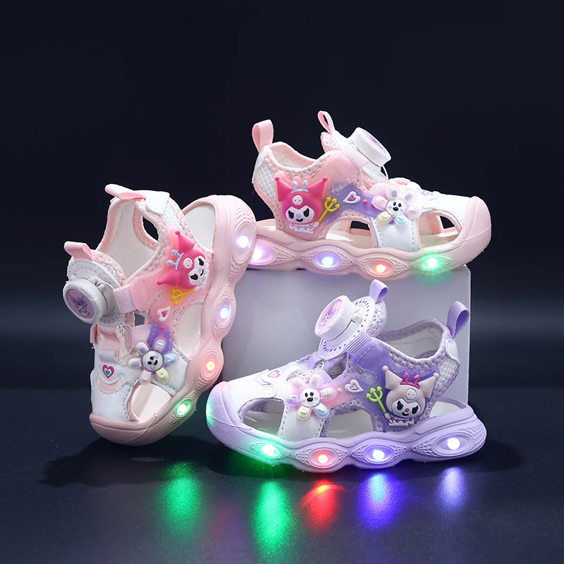 库洛米女童公主凉鞋夏季女孩防踢包头运动凉鞋镂空透气软底沙滩鞋