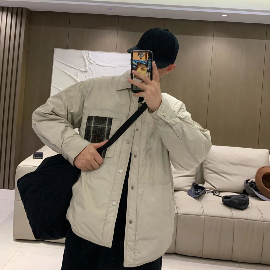 【JYEPRINCE李素景】冬季休闲保暖纯色拼接翻领宽松男款立领羽绒服