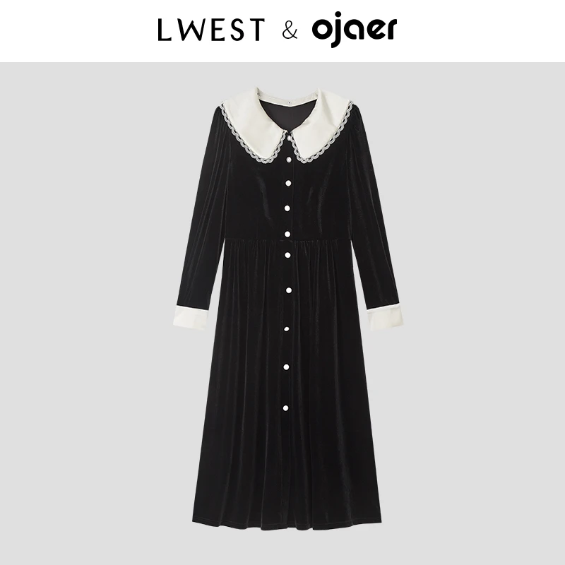 【鸥纪儿粉丝专享】朗文斯汀娃娃翻领丝绒连衣裙DTYL4508D07374