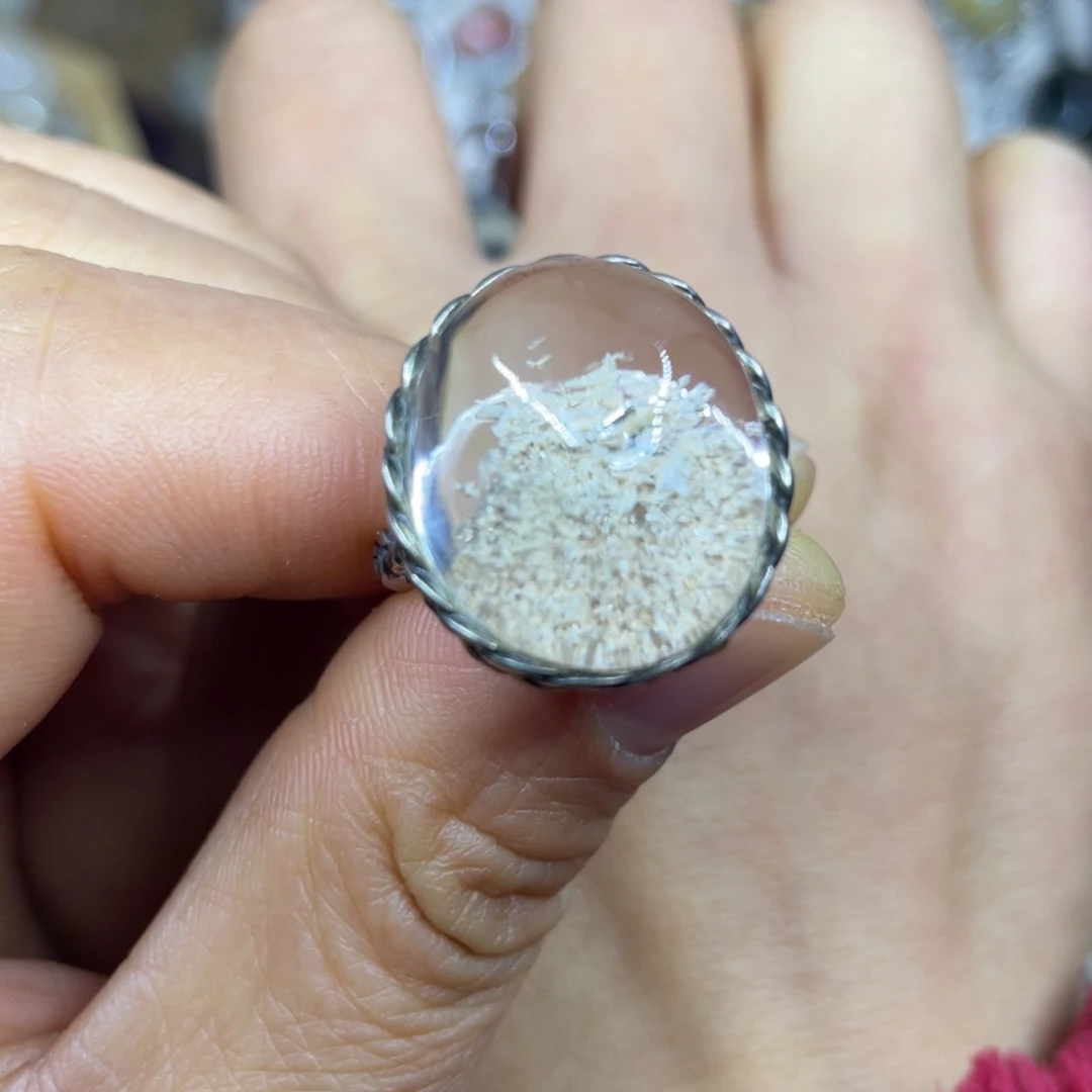 【闪购商品】银S925镶嵌珠宝半成品水晶戒指