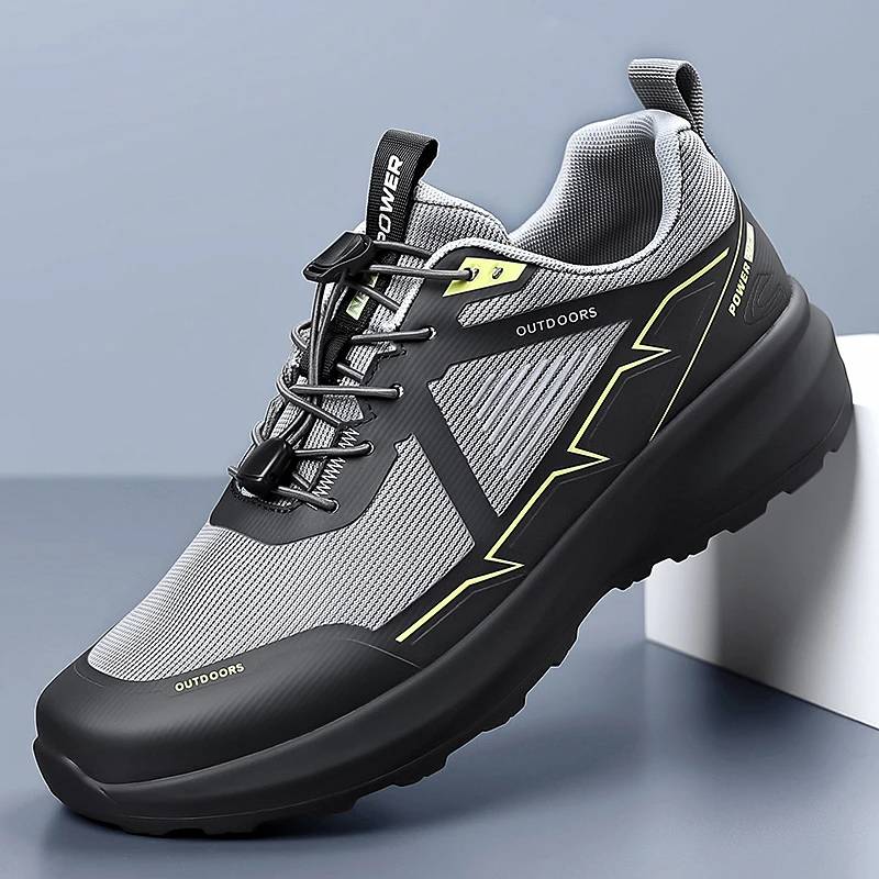 骆驼动感透气飞织网面男鞋秋季薄款软底防滑户外登山运动鞋休闲鞋