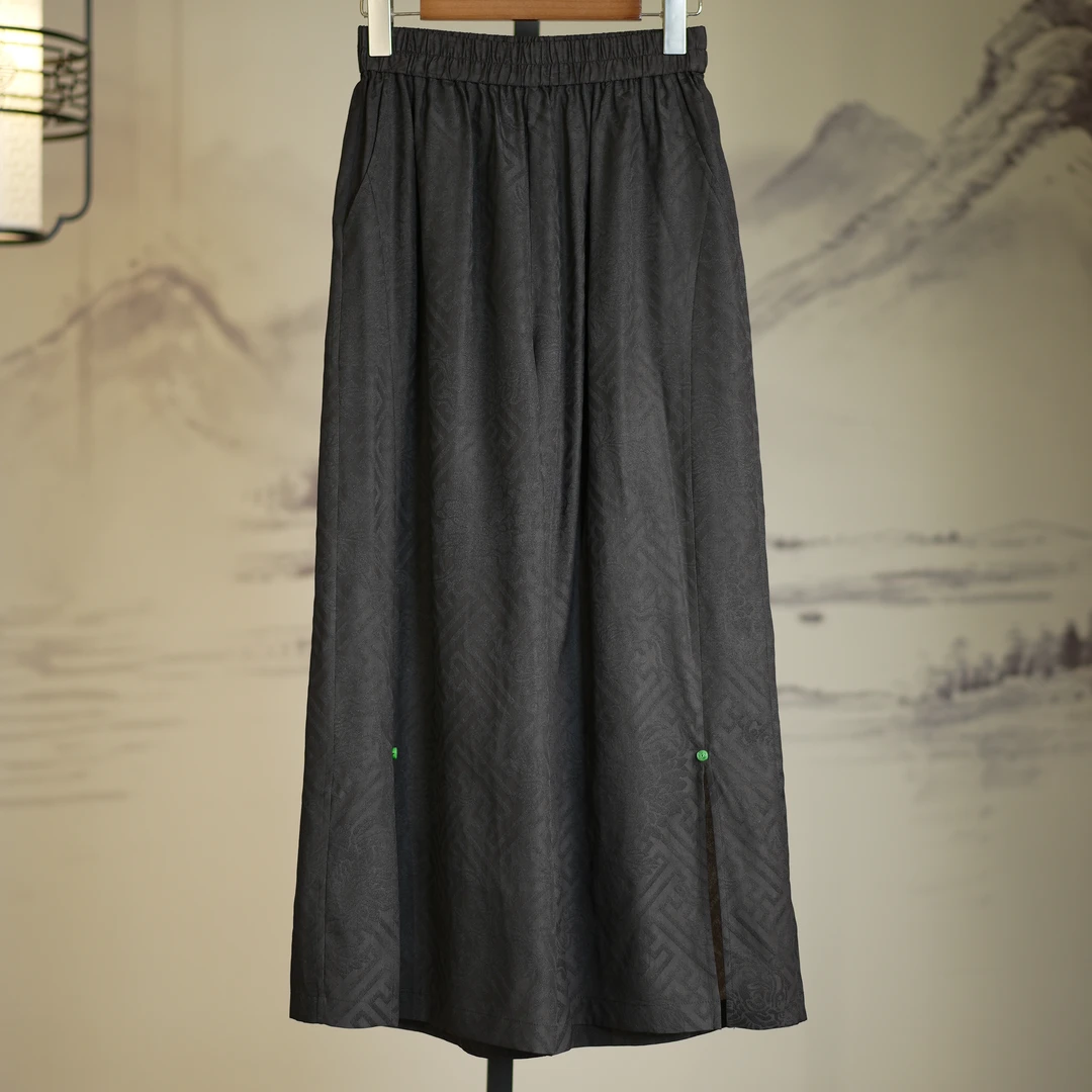 萧娘【穆枫】香云纱新中式复古宽松桑蚕丝百搭休闲女士阔腿裤子699