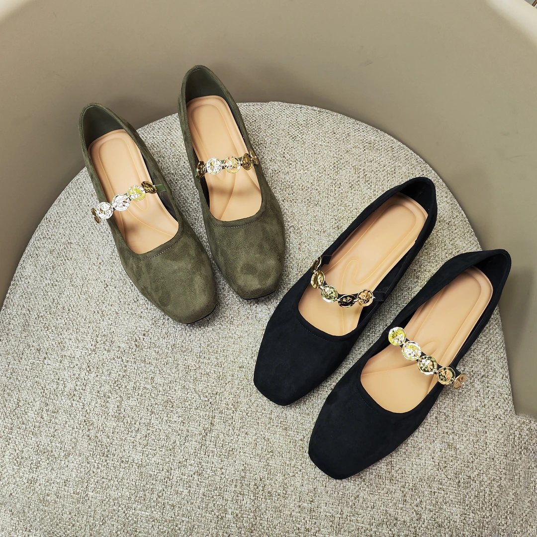 【诺一家加宽加肥大码女鞋】法式优雅方头浅口单鞋女皮鞋粗跟玛丽珍