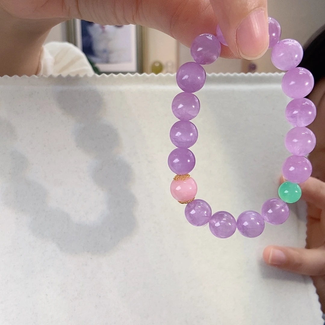 设计款手链锂辉石18K金镶嵌设计款11mm