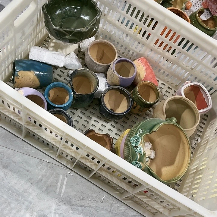 瓷片花盆多肉植物艺术品