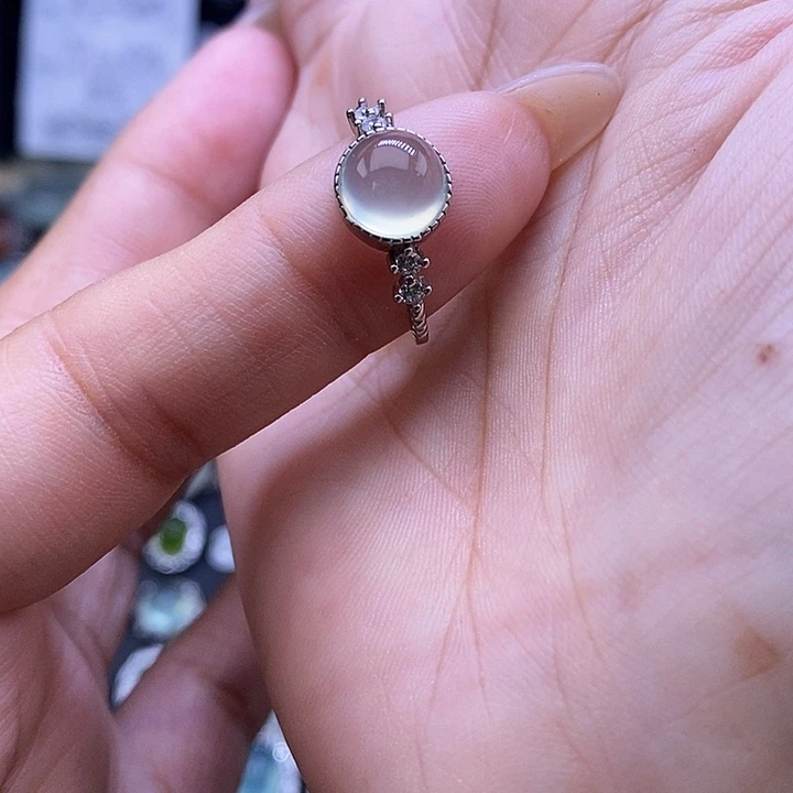 岫玉银S925镶嵌戒指
