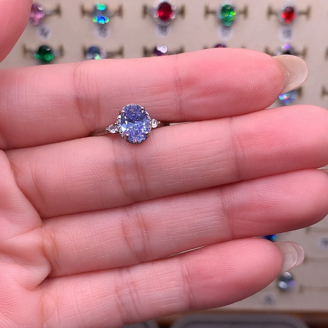 戒指蓝宝石银S925镶嵌