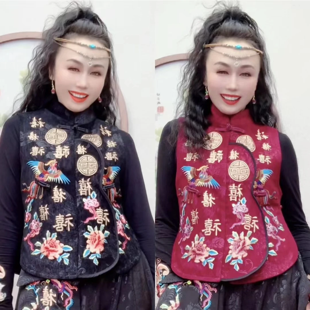 （衣长58左右）福禄寿喜喜字新年刺绣马甲马夹568