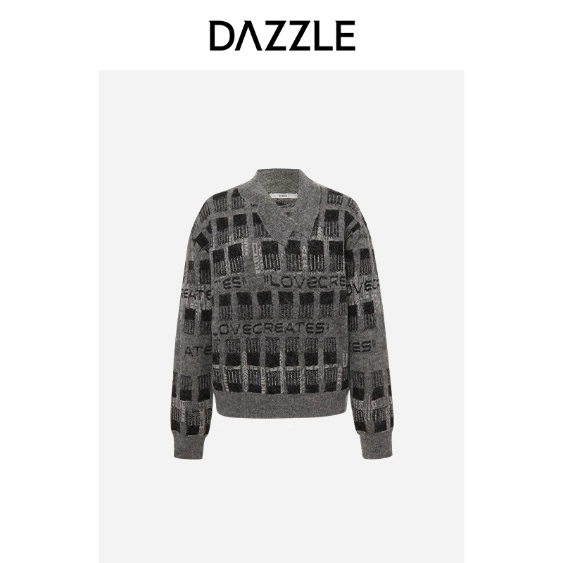 【3/16】DAZZLE地素浅灰色慵懒风针织毛衣针织衫上衣女2D4E477