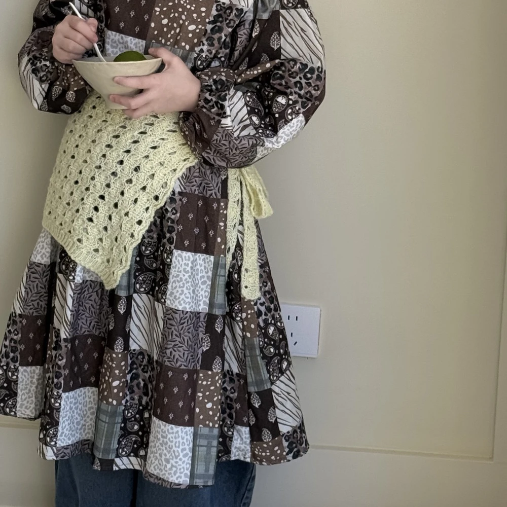 2025秋季新品女童长袖复古碎花森系连衣裙长裙裙子