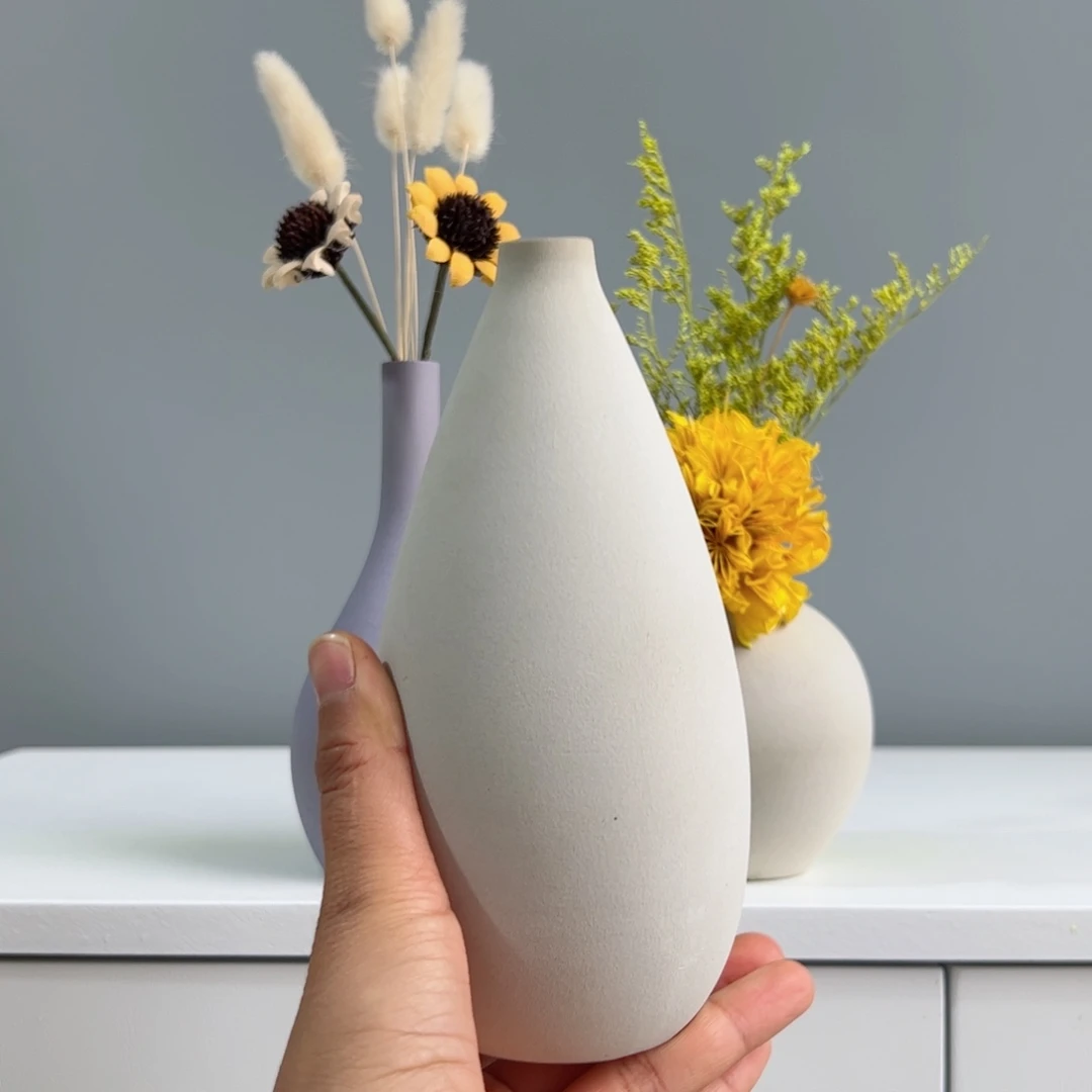 摆件陶瓷小花瓶摆件含花总高约20-30cm
