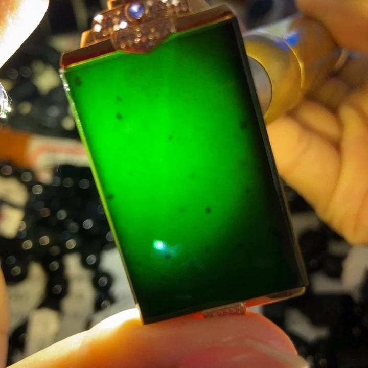 翡翠18K金镶嵌颈饰墨翠