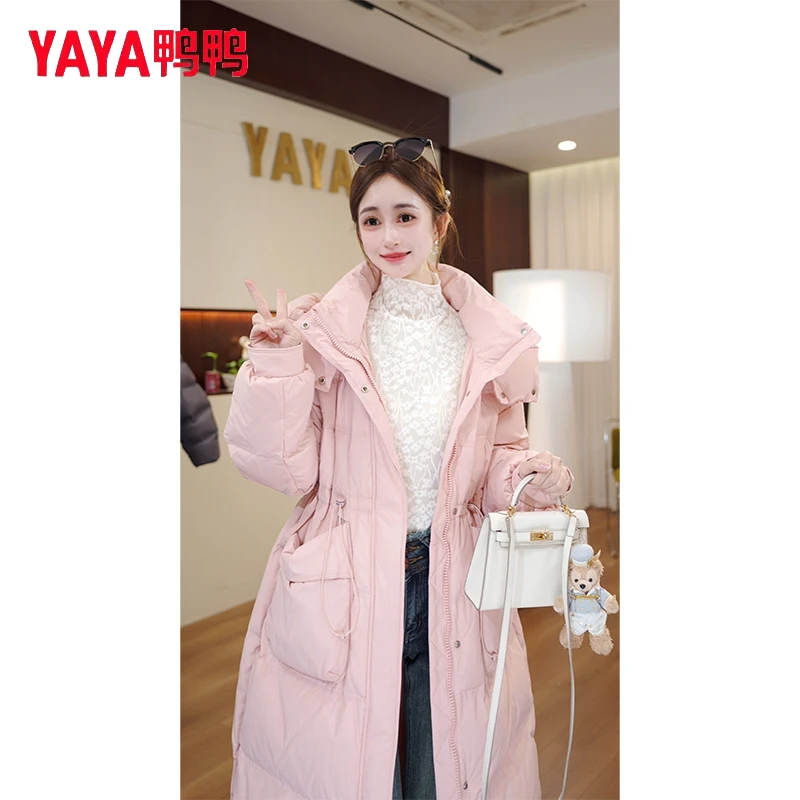 YAYA/鸭鸭2025新款女士休闲百搭冬季长款90绒羽绒服YE4B612485L