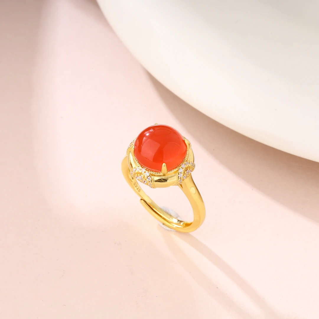 【不二】原矿冰红蛋面戒指