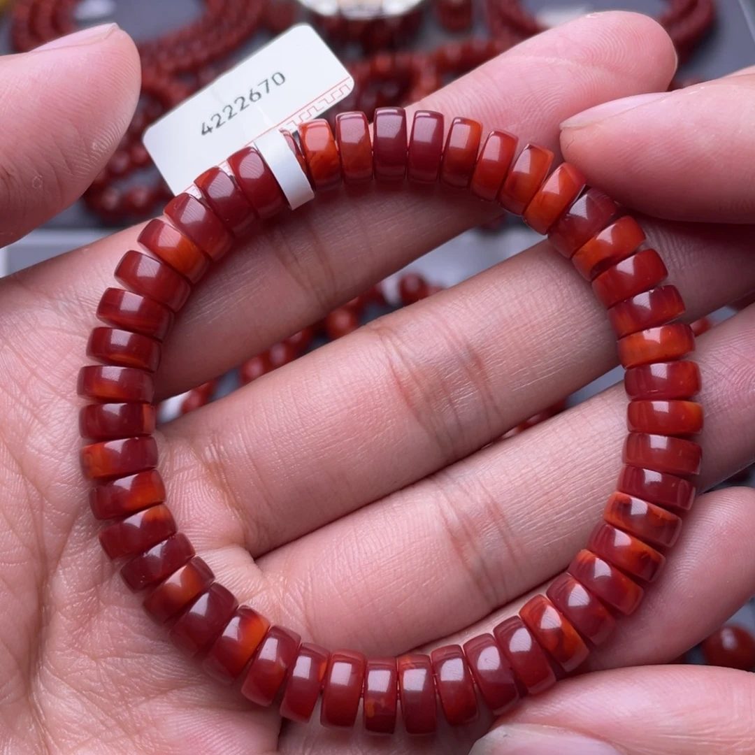 南红玛瑙未镶嵌南红玉石8mm瓦西牛血红药片手串