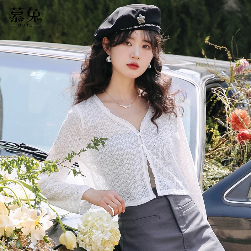 慕兔薄款防晒针织开衫外套女2025夏季新款小个子外搭坎肩罩衫上衣