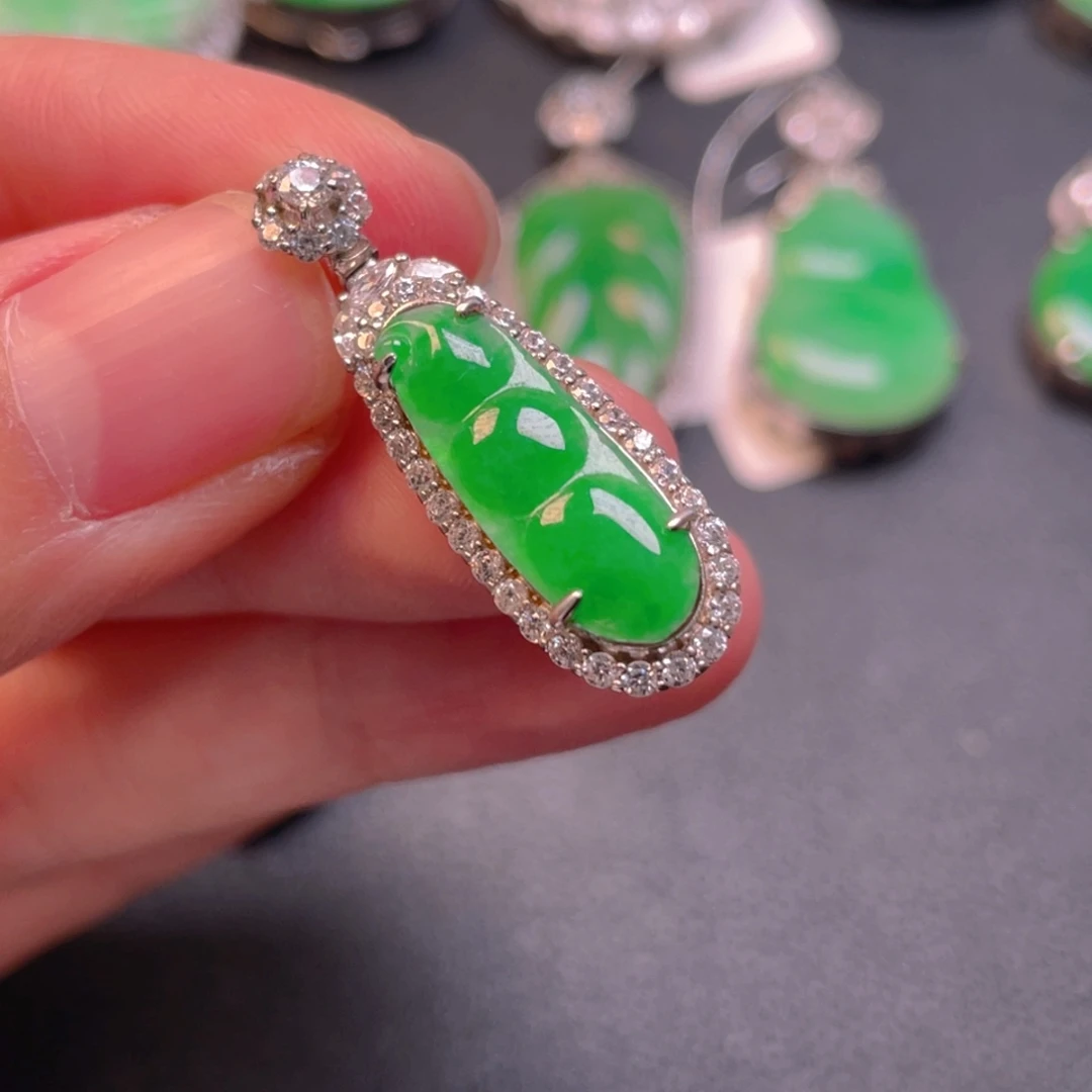 翡翠银S925镶嵌吊坠(不含链)