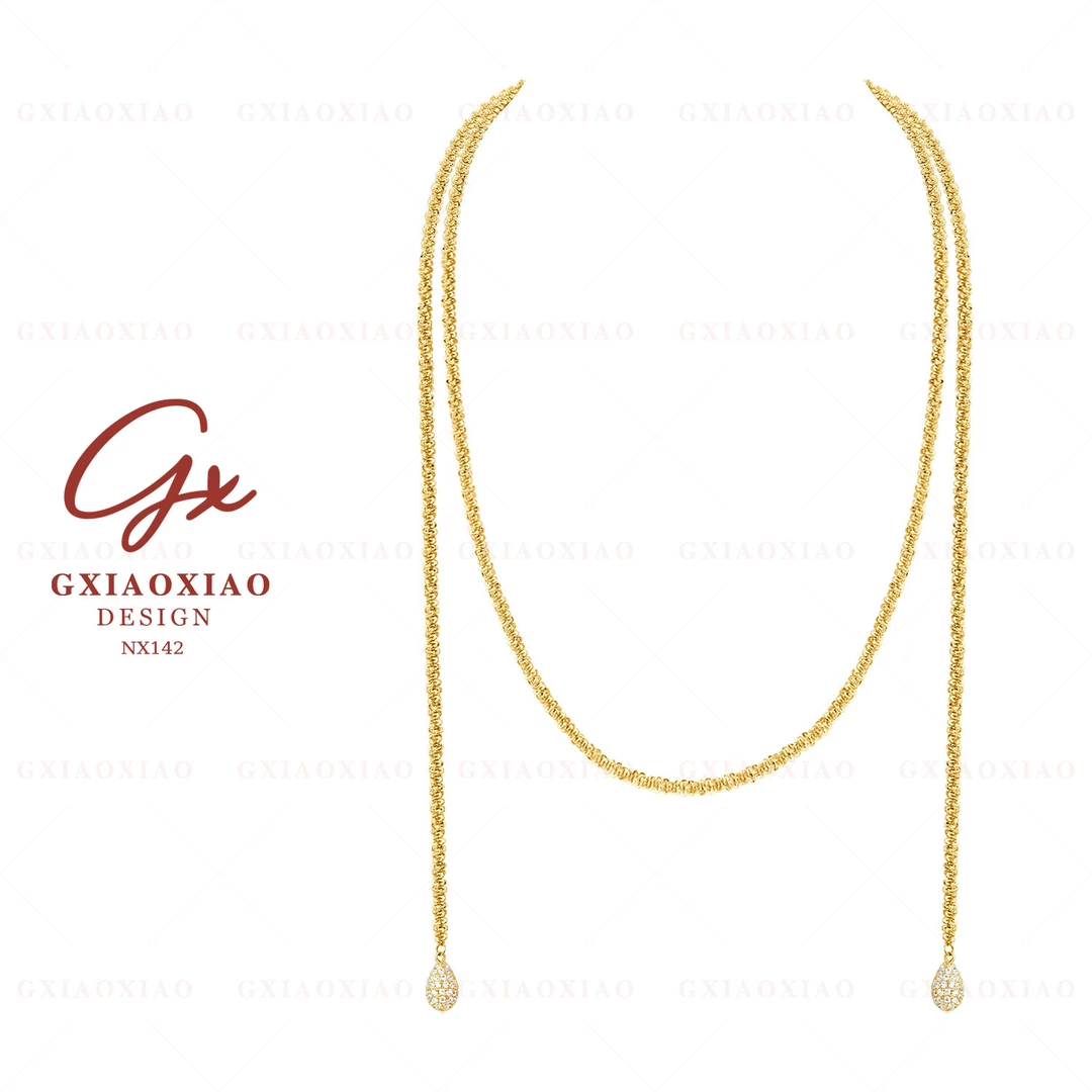 G XIAOXIAO 镀K金 气质复古高级感百搭简约长毛衣项链 NX142