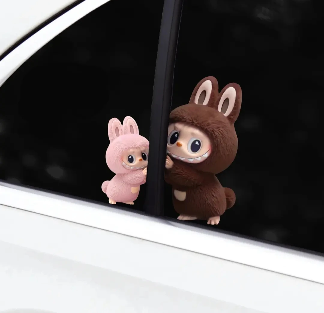 拉布布车贴汽车车身车窗玻璃装饰比耶可爱labubu摩托车电瓶车贴纸