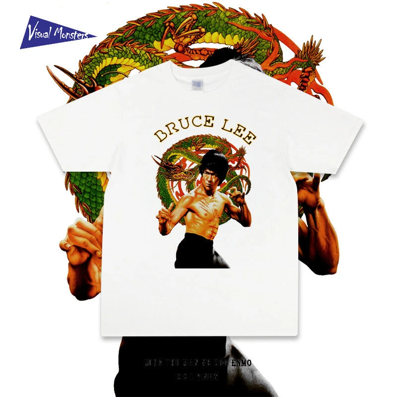 自制原创夏嘻哈宽松休闲外套潮牌青年个性李小龙印花圆领短袖T恤