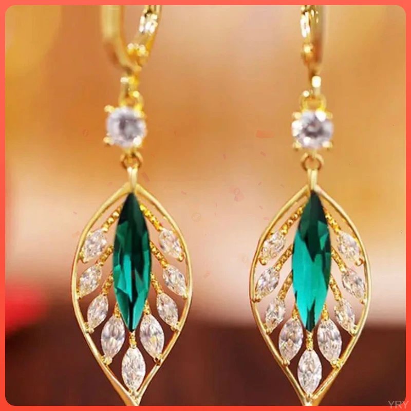 百搭潮闪耀耳饰绿色日常非金属时尚气质耳环女耳扣高级叶子硅胶