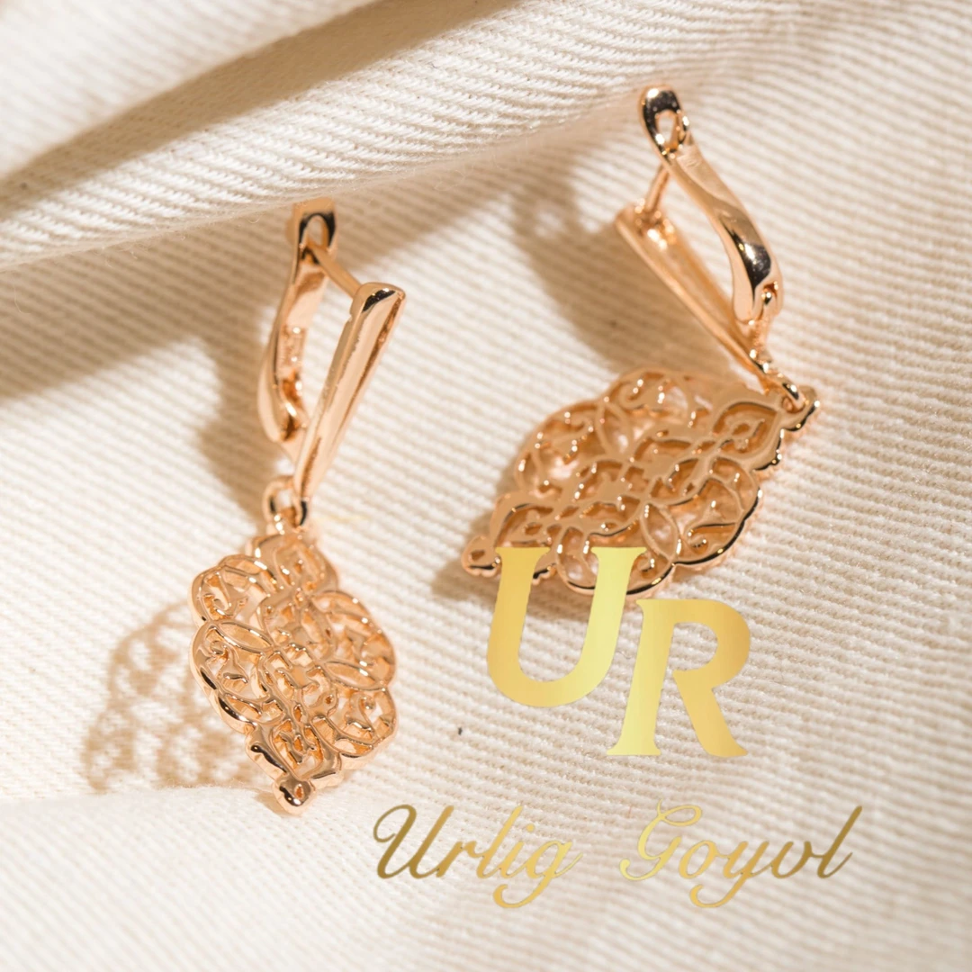 合金锆石耳饰 UR【顺丰包邮-无运费险】哈萨克镂空耳坠玫瑰金色耳饰