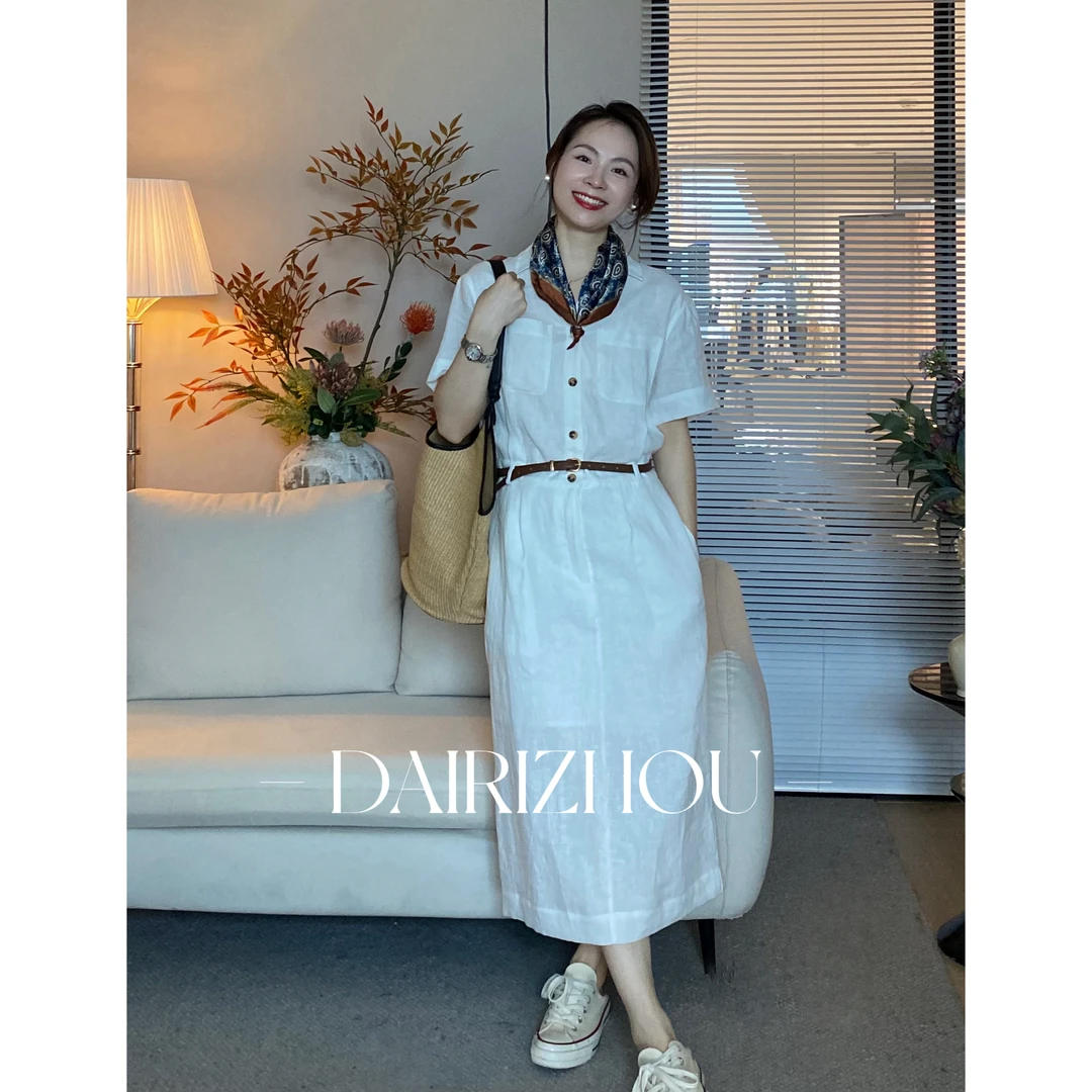 DAIRI  ZHOU▪️书写的气息  100亚麻配腰带翻领连衣裙优雅气质百搭