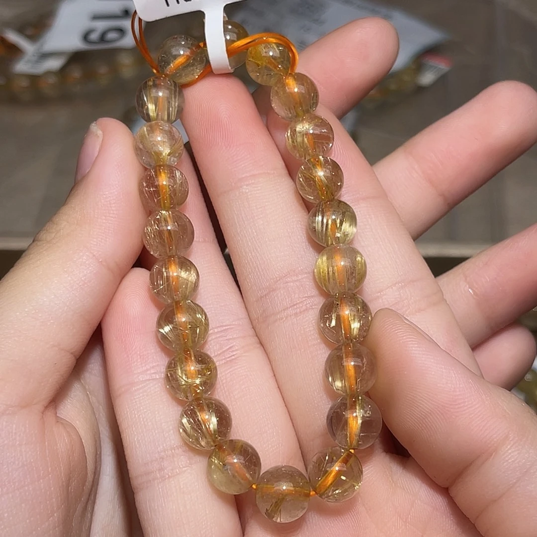 幸***ﻬ未镶嵌手链水晶金发晶8+