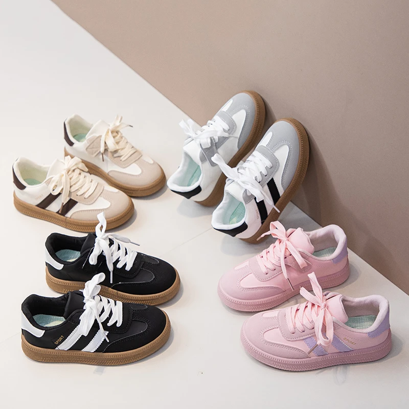 德训春秋运动鞋男女童休闲风软底韩版休闲鞋童鞋时尚小白鞋百搭