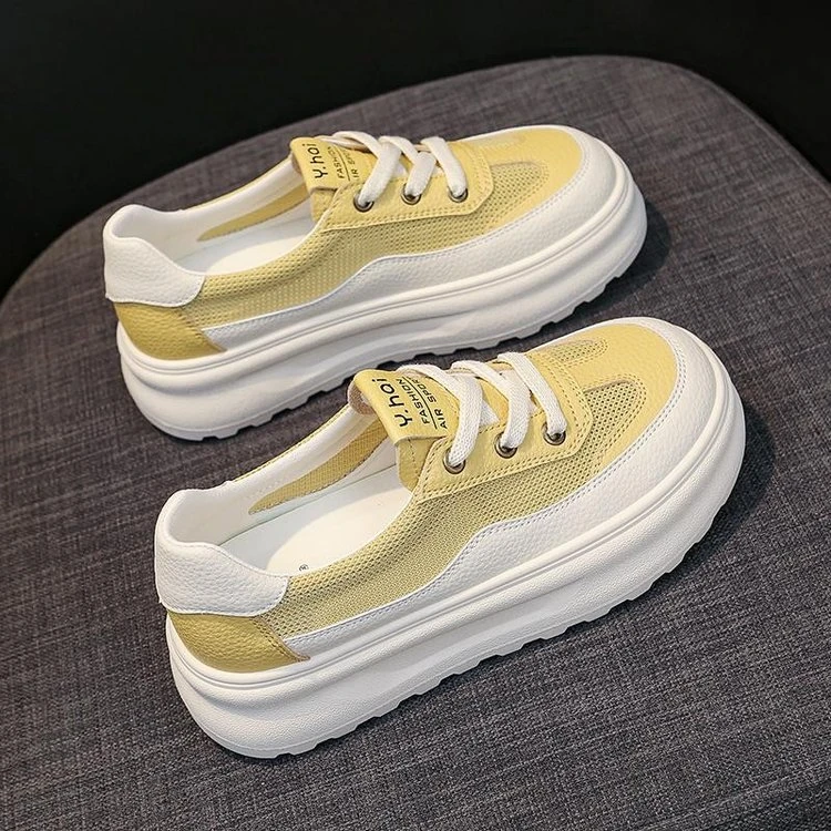 板鞋厚底休闲板鞋魔术贴小白鞋网面韩版小白鞋鞋子百搭休闲鞋