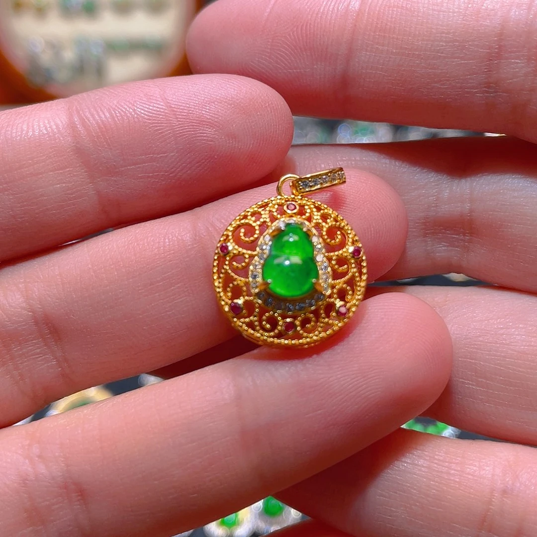 翡翠银S925镶嵌吊坠(不含链)