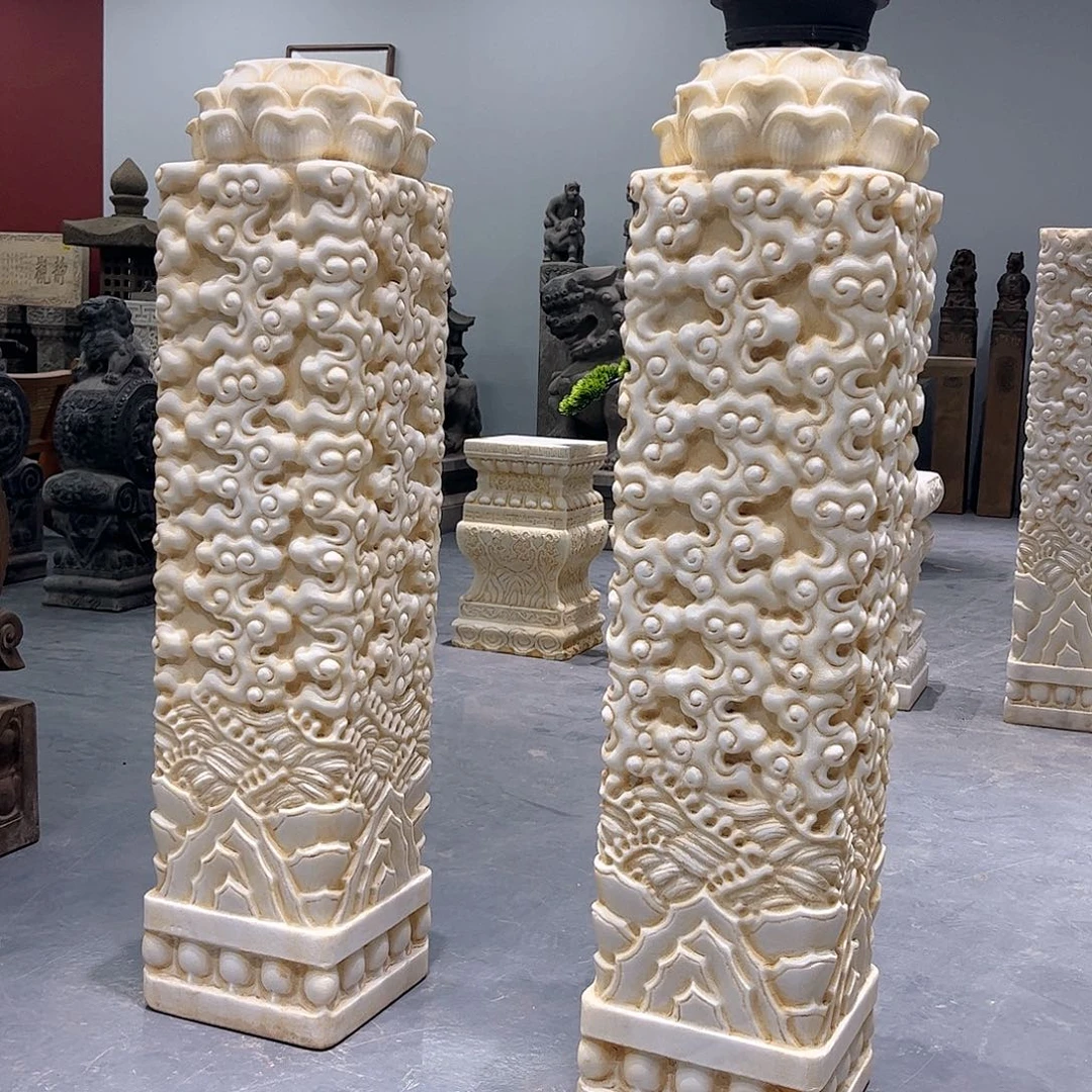 @***风橡胶木石材一根汉白玉石柱