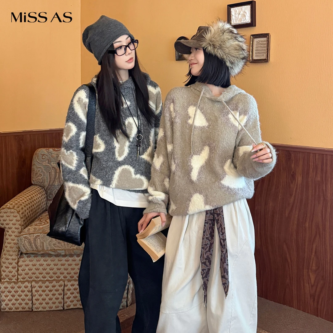 【open yy】豹纹恋爱连帽衫保暖长袖套头上衣25秋季新款设计师