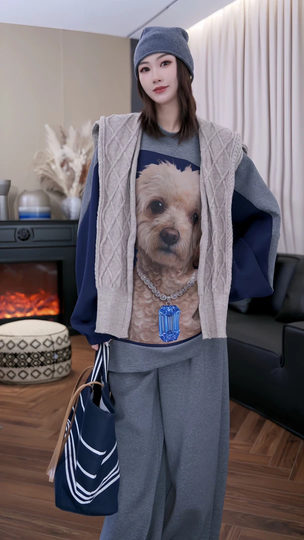 设计师原创秋冬复古个性时尚休百搭宽松舒适慵懒显瘦卫衣-154177