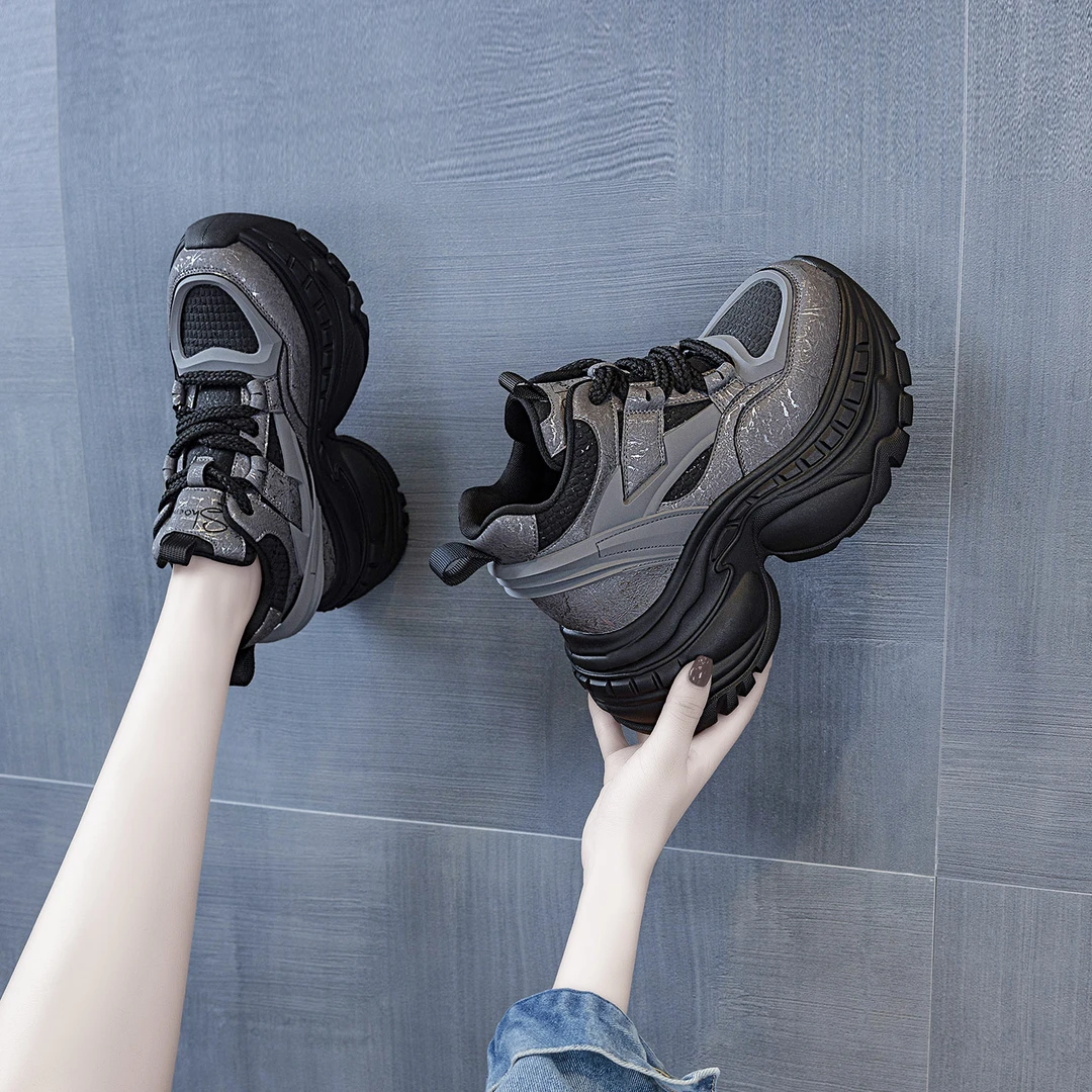增高10cm老爹鞋女2025四季百搭时尚松糕鞋厚底运动休闲6798-69