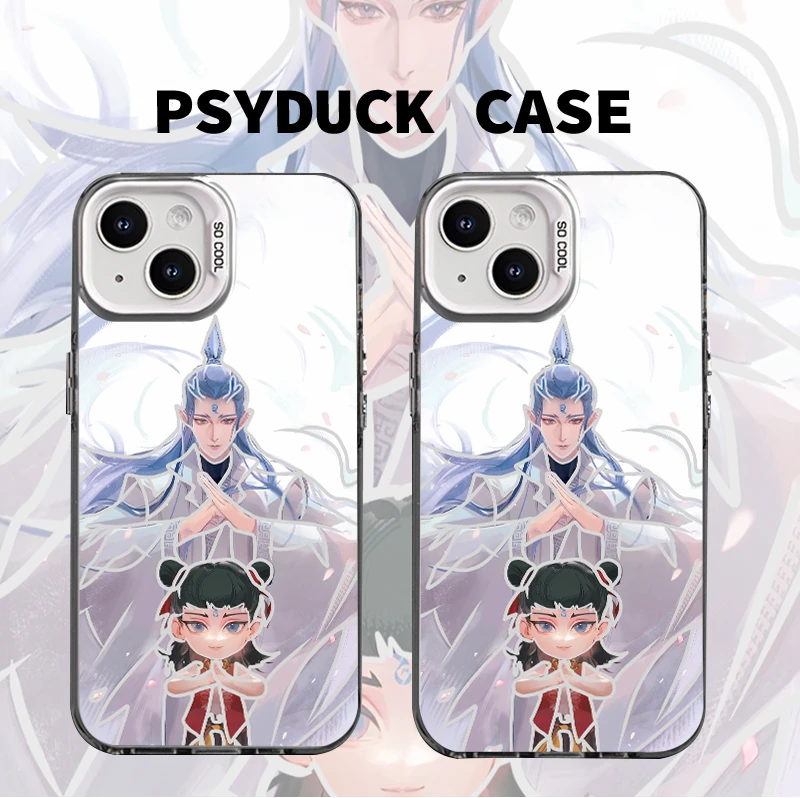 适用苹果华为一加iQOO小米全包藕饼组合彩银白底底创意防摔手机壳