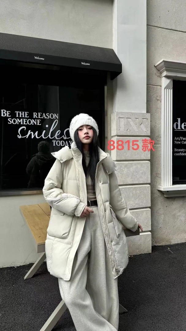 高级感中长款白鸭绒羽绒服2024冬季新款加厚保暖设计感显瘦外套