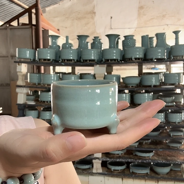 杯子新粉福利微微瑕弦纹樽6.5口径