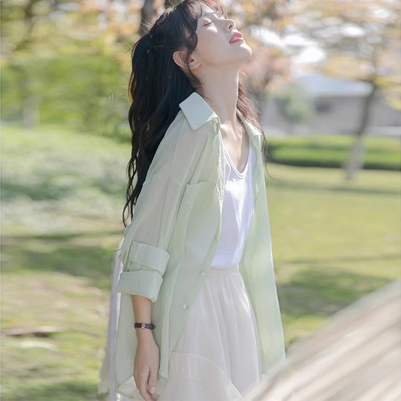 （阿芝专属）雪纺衬衫防晒衣开衫薄款女吊带连衣裙夏冰丝外套80001