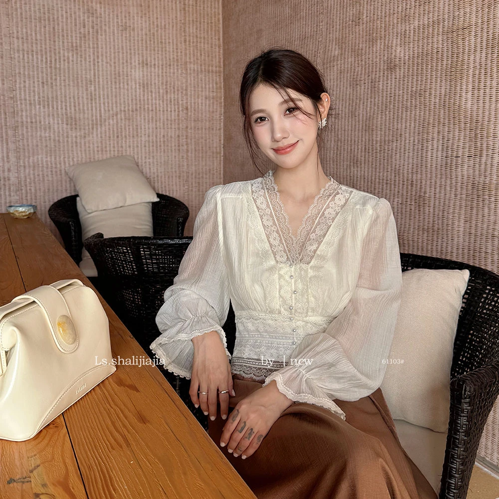 十三行小衫LS泡泡袖61103女装新品浪漫甜美广州2025法式早秋#