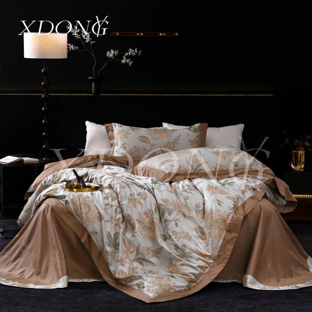 XDONGY（冬云家纺）高奢200*230香云 锦 缎 秋日落叶 四件套