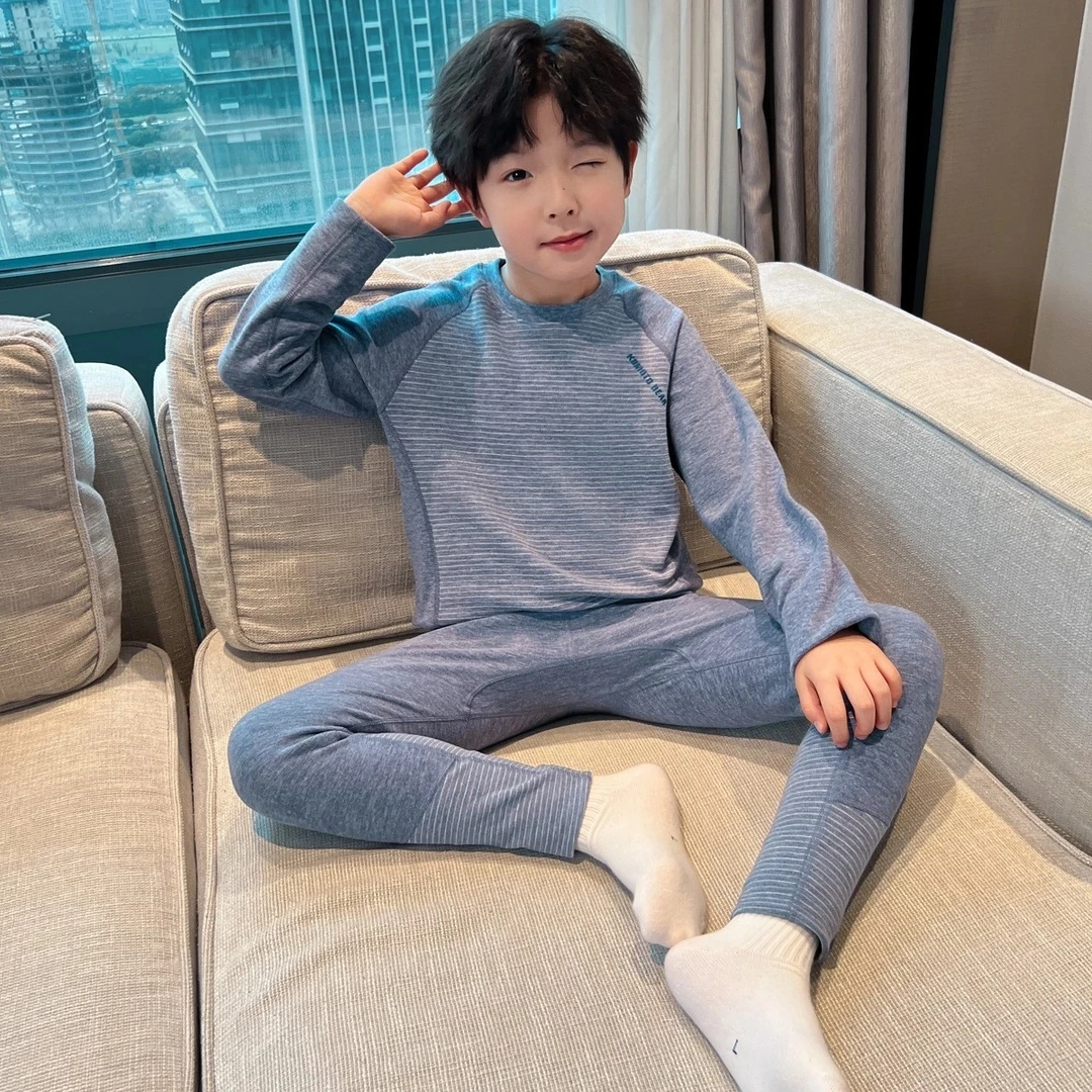 儿童保暖内衣套装长袖男童打底柔软亲肤秋冬季中大童内穿加绒加厚