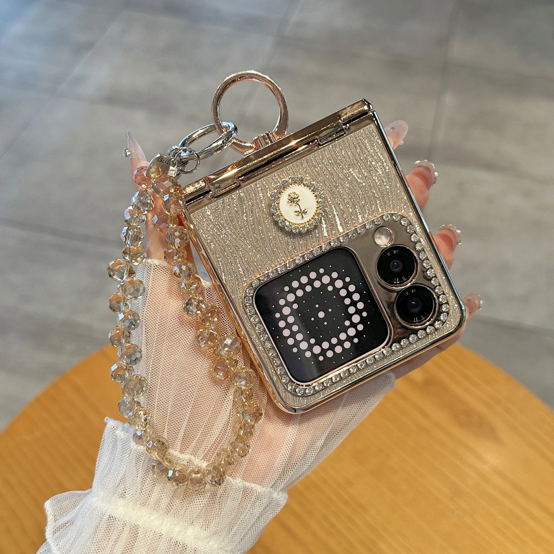 适用华为Nova Flip S手机壳折叠屏高档奢华流光金色指环扣保护套