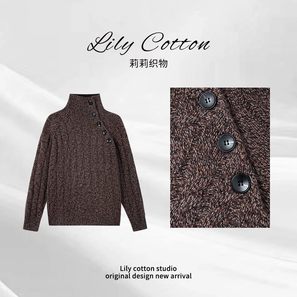 暖织重章  高领宽松绵羊毛显瘦氛围感百搭针织上衣 YL-6201500