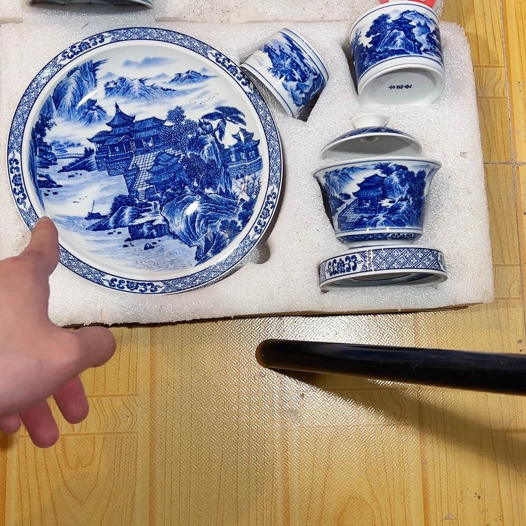 烽***行古器堂山水楼阁五件套