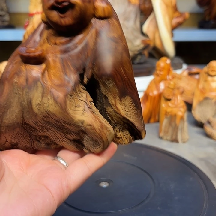 柏木太行崖柏弥勒佛摆件