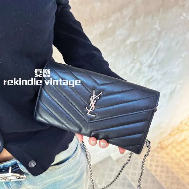 95新 YSL/圣罗兰 复燃精选/v纹loulou钱包